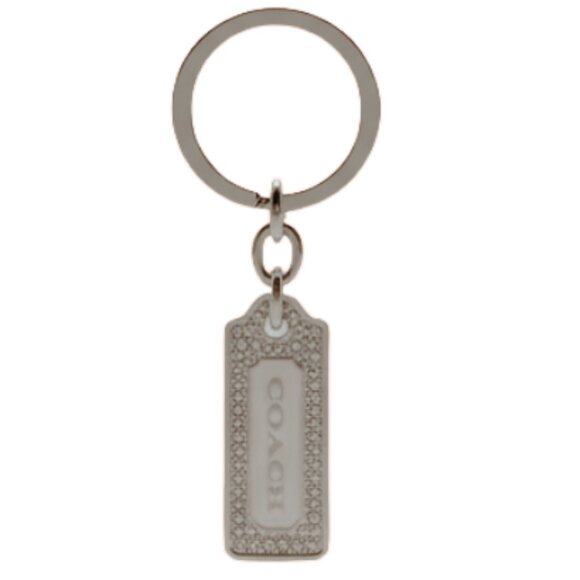 Coach Accessories - Coach Silver Rectangular Logo Key Ring with Rhinestone Border
